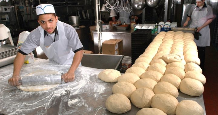 bakery workers preparing bread